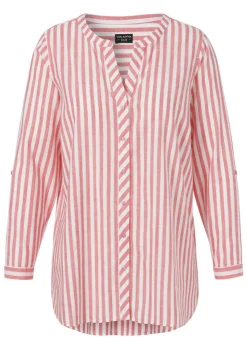 Kragenlose Hemdbluse aus zarter, softer Baumwolle