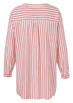 Kragenlose Hemdbluse aus zarter, softer Baumwolle