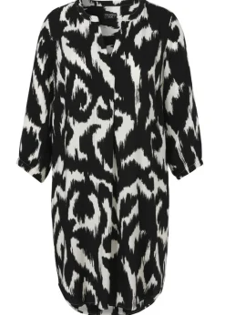 Lange 3/4-Arm Viskose-Tunika mit Allover-Print