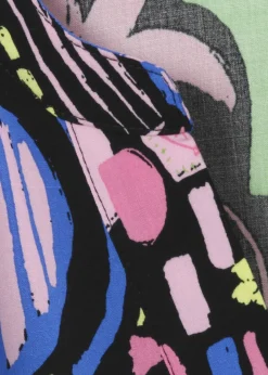 Lange Viskose Tunika mit buntem Sommer-Print