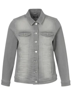 Leicht verwaschene Jeansjacke mit modischem Crash-Effekt