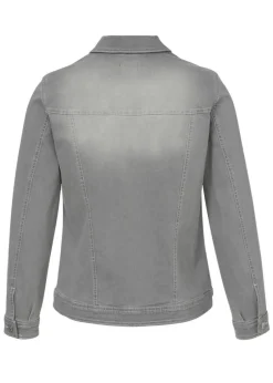 Leicht verwaschene Jeansjacke mit modischem Crash-Effekt