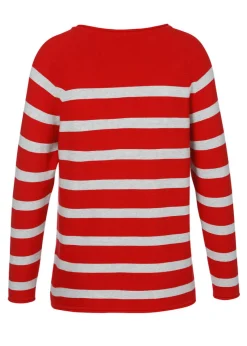 Leichter Baumwoll-Pullover mit Streifen