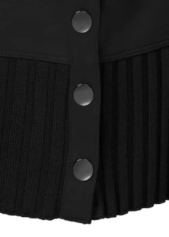 Längeres Hoodie-Sweatshirt mit gestricktem Rippbund