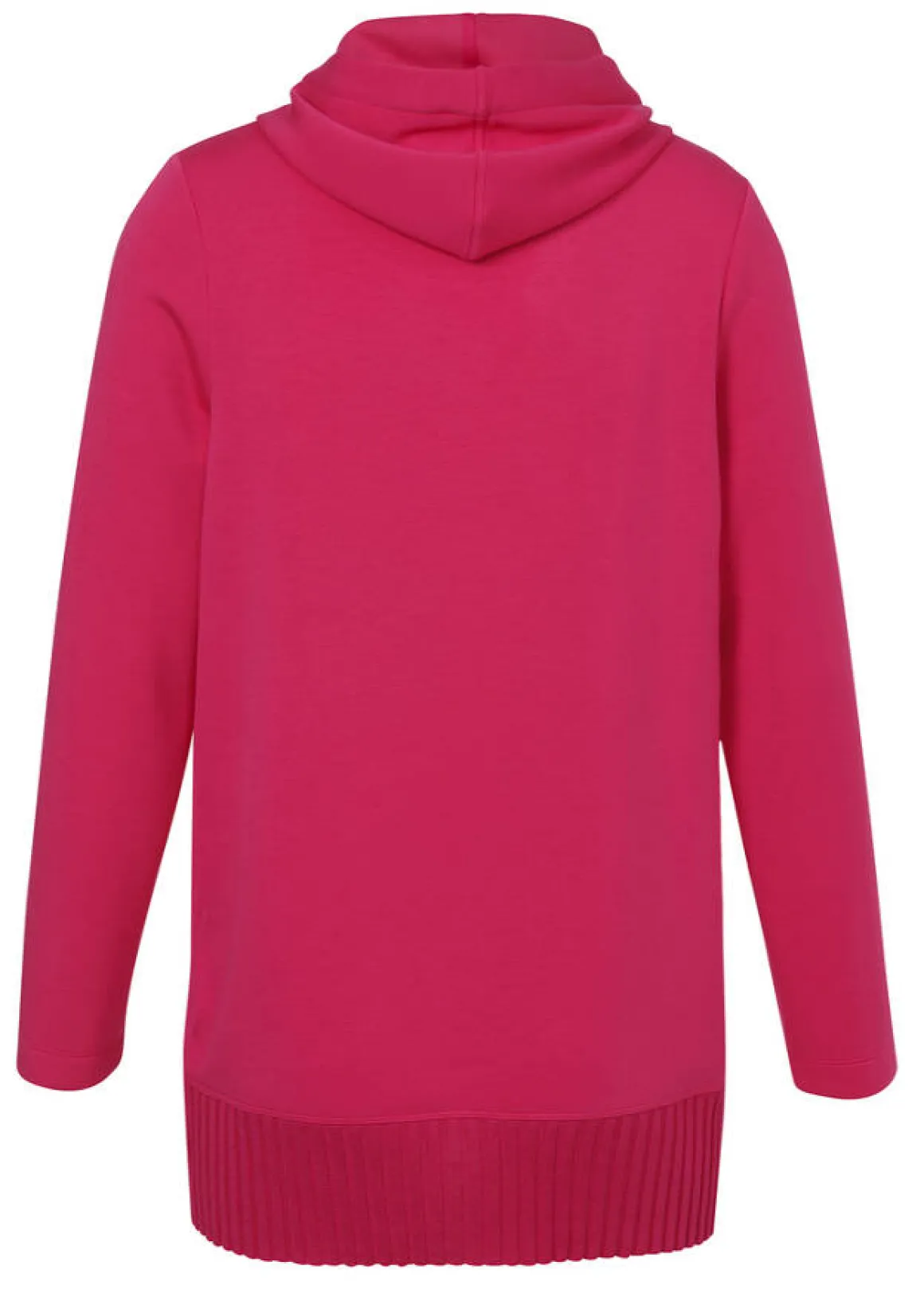 Längeres Hoodie-Sweatshirt mit gestricktem Rippbund