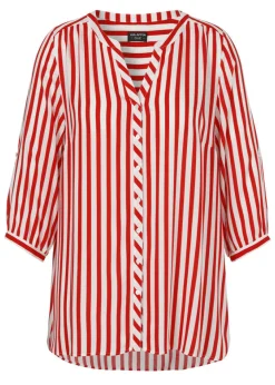 Längsgestreifte 3/4-Arm Viskose-Bluse
