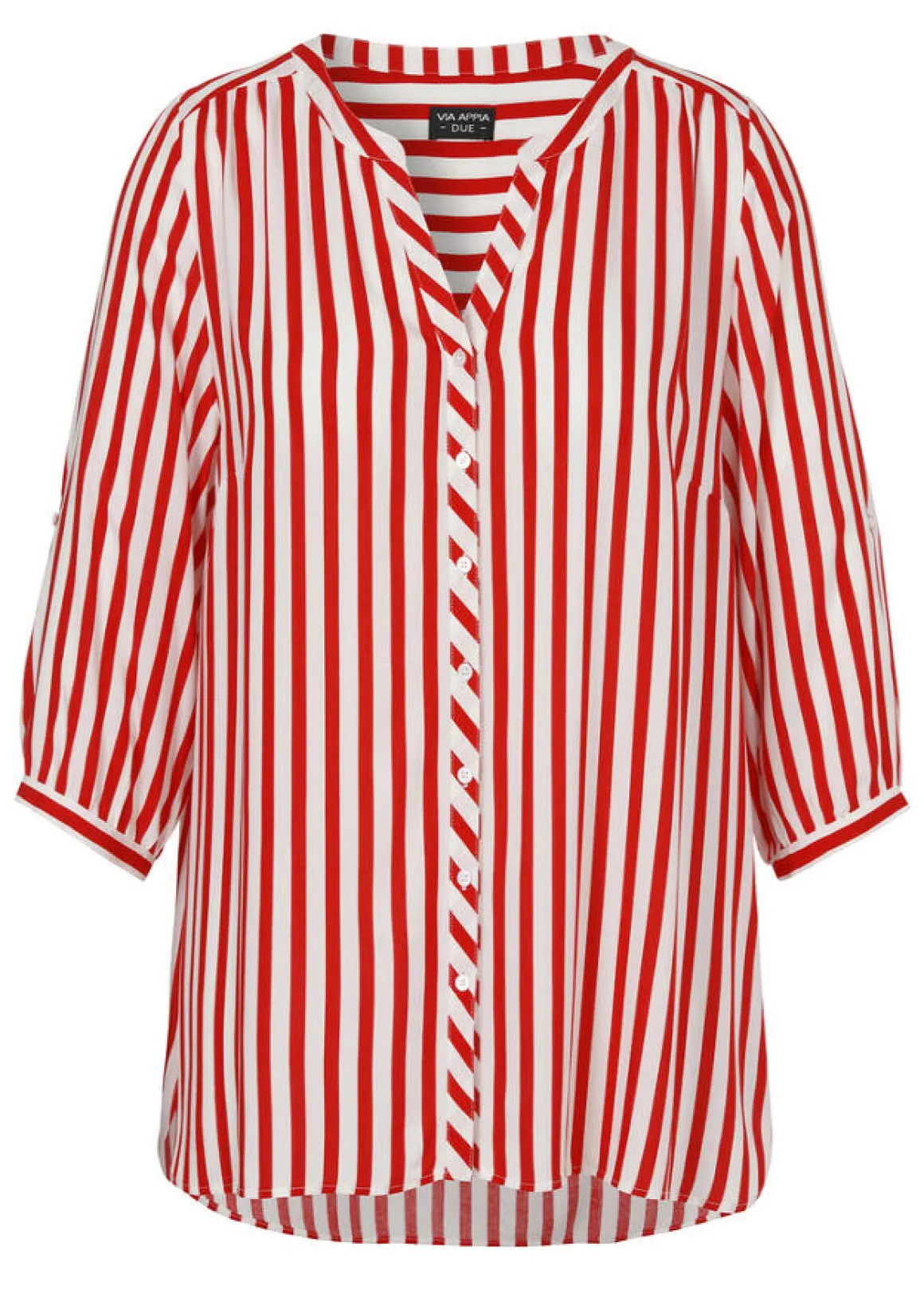 Längsgestreifte 3/4-Arm Viskose-Bluse