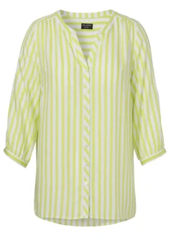 Längsgestreifte 3/4-Arm Viskose-Bluse