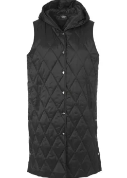 Long-Steppweste wattiert mit Kapuze