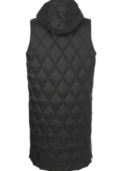 Long-Steppweste wattiert mit Kapuze