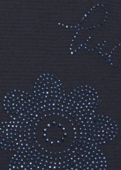 Marine Sweatshirt mit Ton-in-Ton Motiven, geschmückt