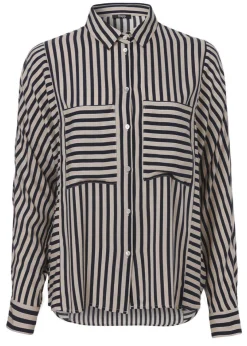 Moderne Bluse mit gestreiftem Allover-Muster