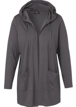 Moderne Strickfleecejacke in unifarbenem Stil