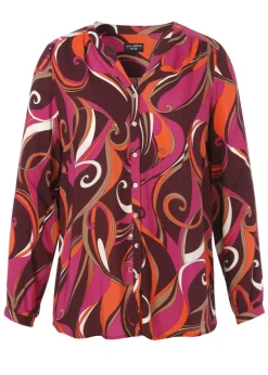 Modische Langarmbluse mit Alloverdruck