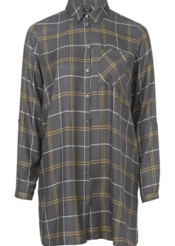 Modische Longbluse mit kariertem Allover-Muster