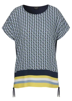 Mustermix-Blusenshirt mit dunkelblauem Rücken