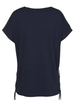 Mustermix-Blusenshirt mit dunkelblauem Rücken