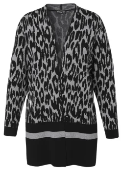 Offene Strickjacke mit Leo-Muster
