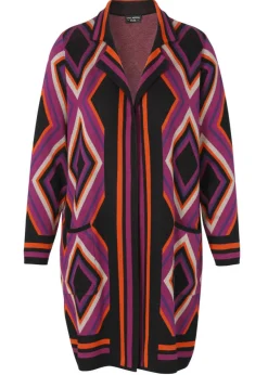 Offener Long-Cardigan mit Jaquard Trendmuster