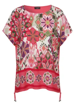 Print Blusenshirt mit einfarbigem Jersey-Rückteil