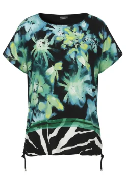 Print Blusenshirt mit schwarzem Rückteil