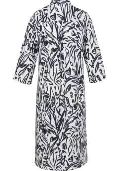Print Hemdblusenkleid mit Nahttaschen und 3/4-Krempelärmeln