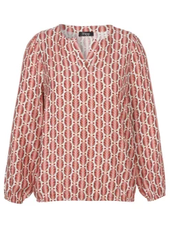 Print-Viskose-Bluse im Blouson-Style
