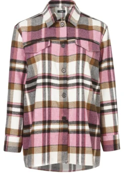 Rustikale Langarmbluse mit kariertem Allover-Muster