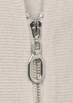 Samtiges Sweatshirt mit V-Ausschnitt und Zipper