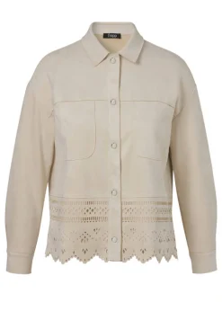 Sandfarbene Jacke im Veloursleder-Look