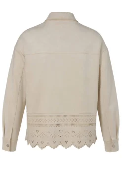 Sandfarbene Jacke im Veloursleder-Look