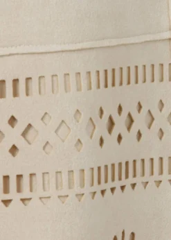 Sandfarbene Jacke im Veloursleder-Look