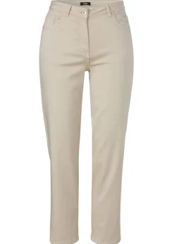 Sandfarbene 5-Pocket Hose, knöchellang mit schmalem Bein