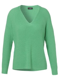 Schlichter V-Ausschnitt-Pullover in unifarbenem Stoff