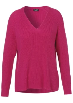 Schlichter V-Ausschnitt-Pullover in unifarbenem Stoff