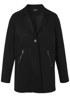 Schwarze Velours-Jacke mit Revers
