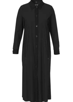 Schwarzes Hemdblusen-Kleid mit Taschen