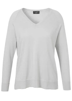 Silberglänzender Feinstrick-Pullover