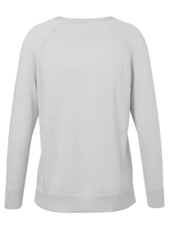 Silberglänzender Feinstrick-Pullover