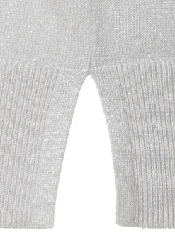 Silberglänzender Feinstrick-Pullover
