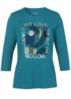 Softes 3/4 Arm Baumwoll-Shirt mit Front Motiv