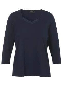 Softes 3/4-Arm-Shirt mit geschmücktem Karree-Ausschnitt