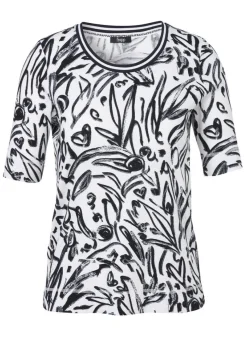 Softes Baumwoll-Stretch Print-Shirt Halbarm