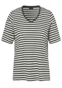 Softes Ringel-T-Shirt mit V-Ausschnitt