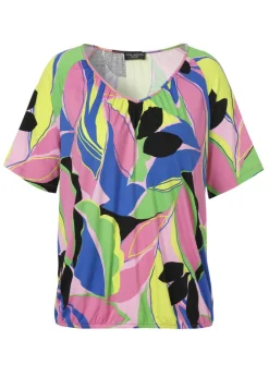 Sommerliches Print-Shirt mit Gummizug-Saum