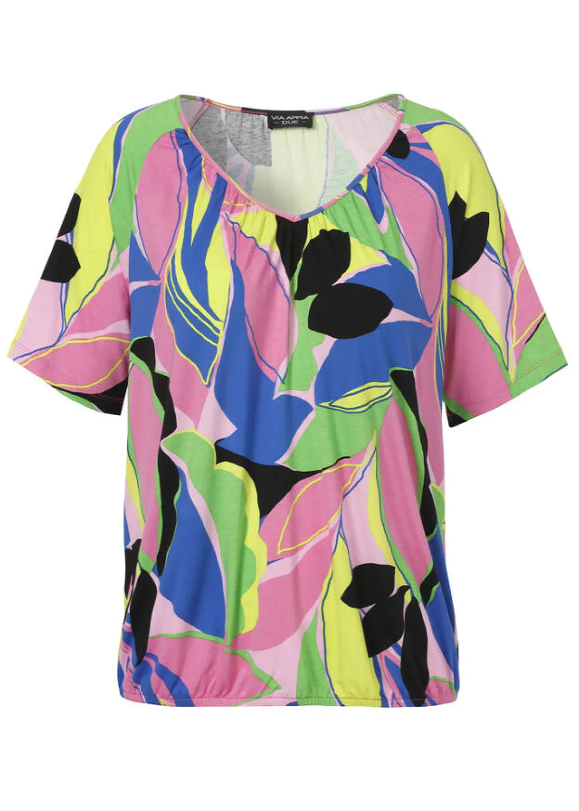 Sommerliches Print-Shirt mit Gummizug-Saum