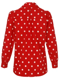 Stehkragen-Bluse Polka Dots mit abnehmbarer Schluppe