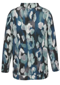 Stehkragen-Sweatshirt mit Allover-Print und Zipper