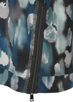 Stehkragen-Sweatshirt mit Allover-Print und Zipper