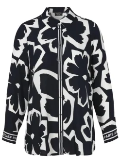 Viskose Hemdbluse Flower-Print